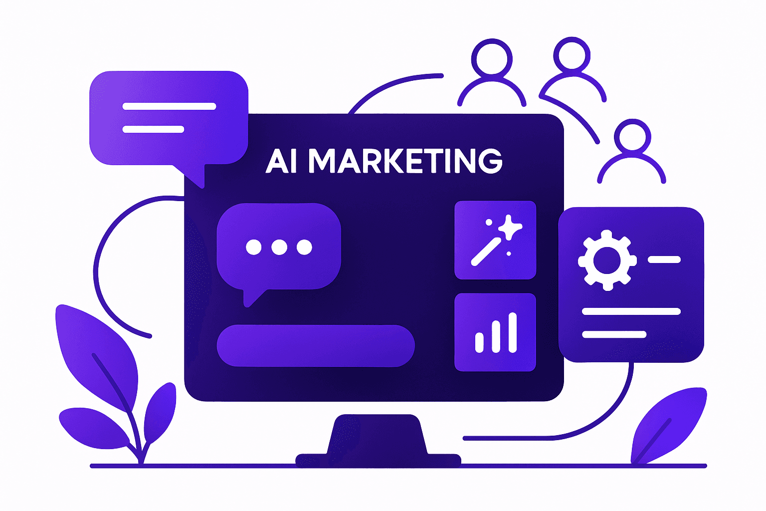 AI Marketing Platform Dashboard Illustration